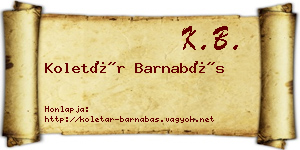 Koletár Barnabás névjegykártya