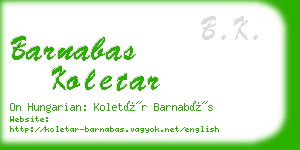 barnabas koletar business card